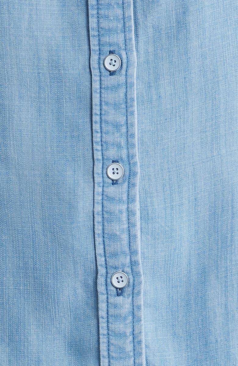 Wit 
Wisdom Bubble Sleeve Flare Button-Up Chambray Top, Alternate, color, Light Blue