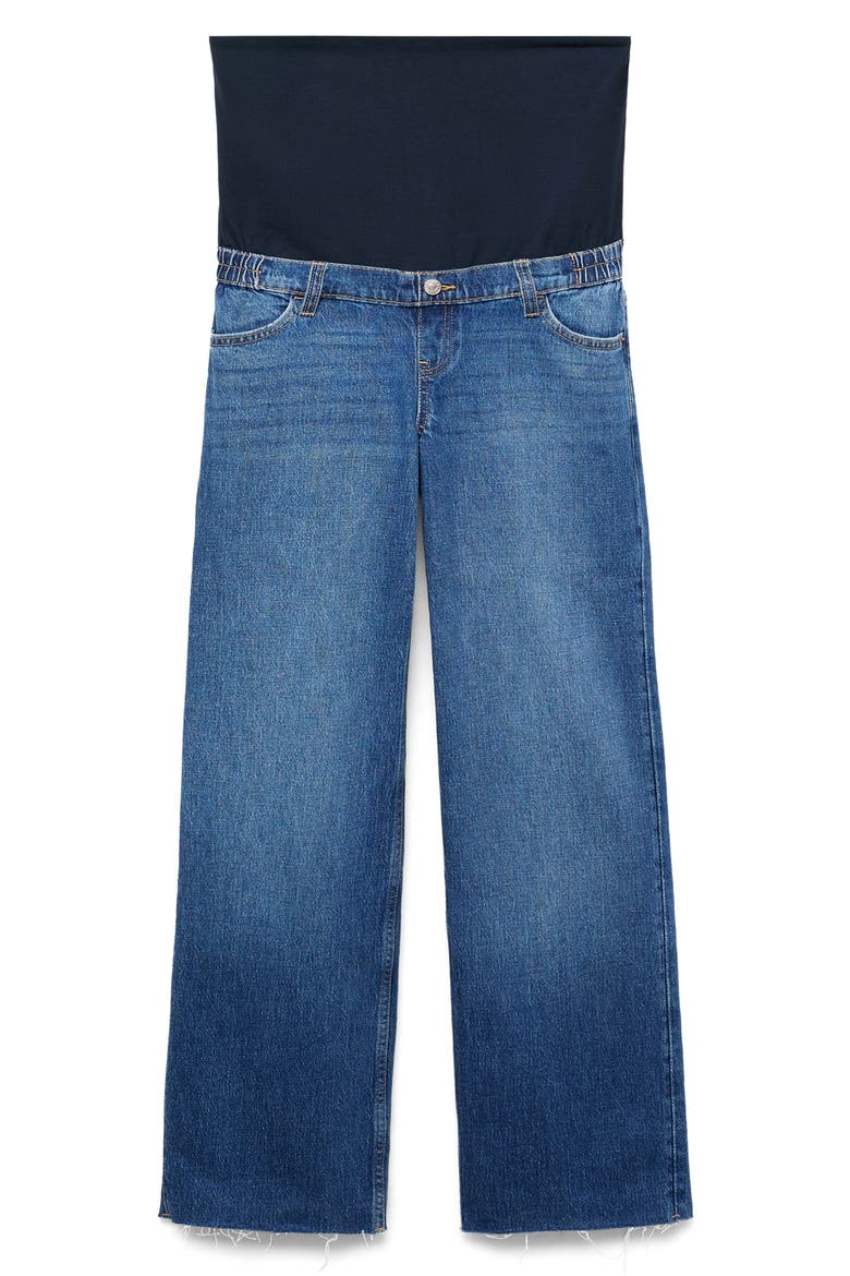 Over the Bump Raw Hem Wide Leg Maternity Jeans, Alternate, color, MEDIUM BLUE