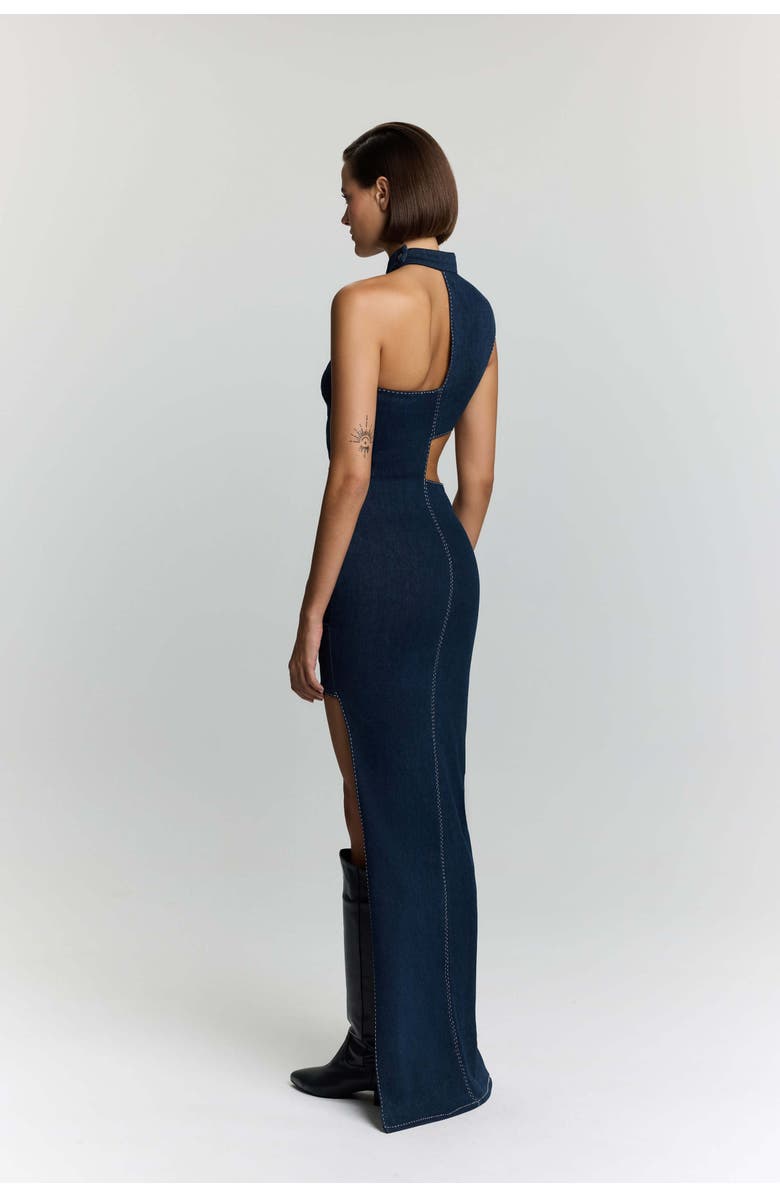 Jendue US Ivy Denim Dress - Asymmetrical Cut-Out Maxi Dress, Alternate, color,