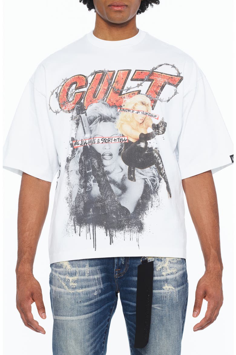 Graphic Boxy Oversized T-Shirt, Main, color, WHITE