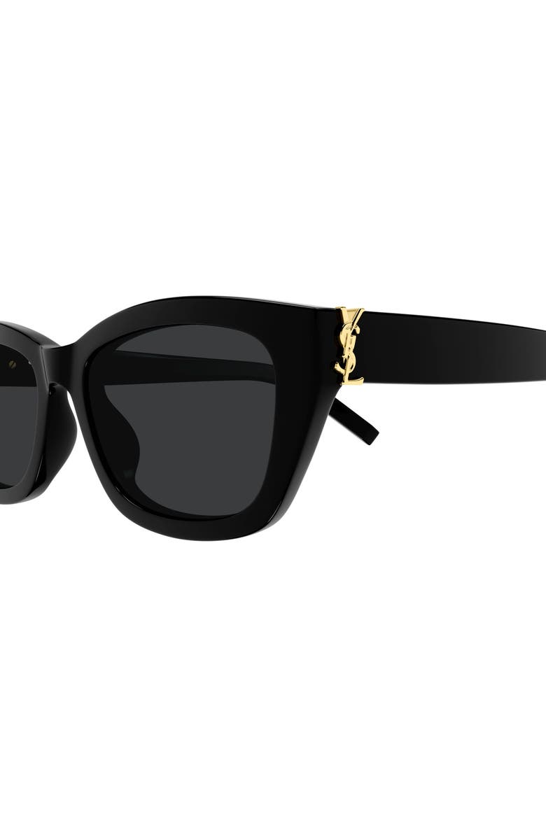 Saint Laurent 55mm Rectangular Sunglasses, Alternate, color, Black