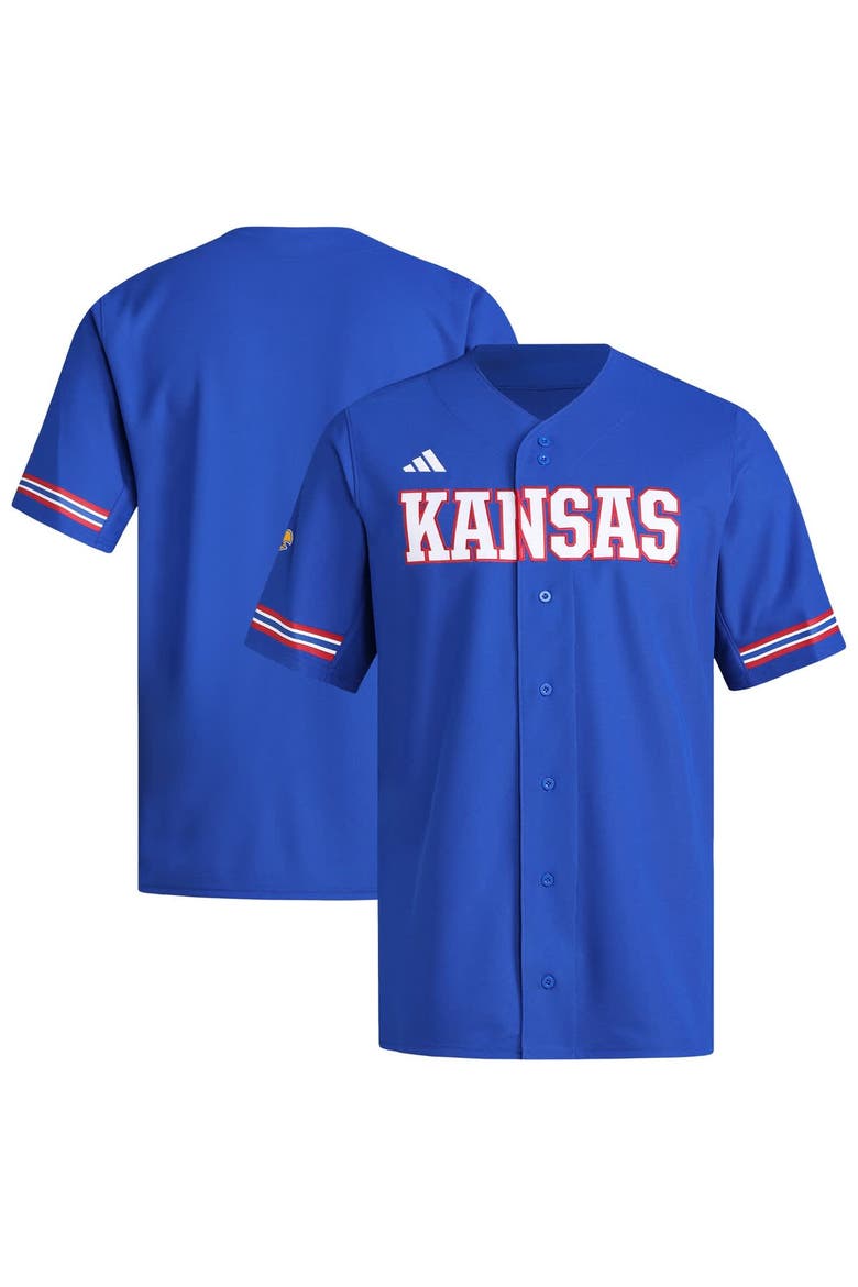 Men's adidas  Royal Kansas Jayhawks Replica Baseball Jersey, Main, color, Royal