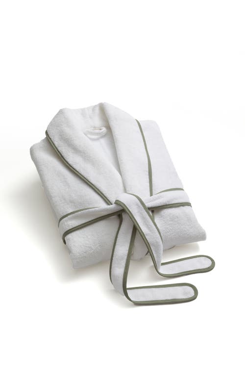 Christy Boundary Piped Edge Luxury Robe In White
