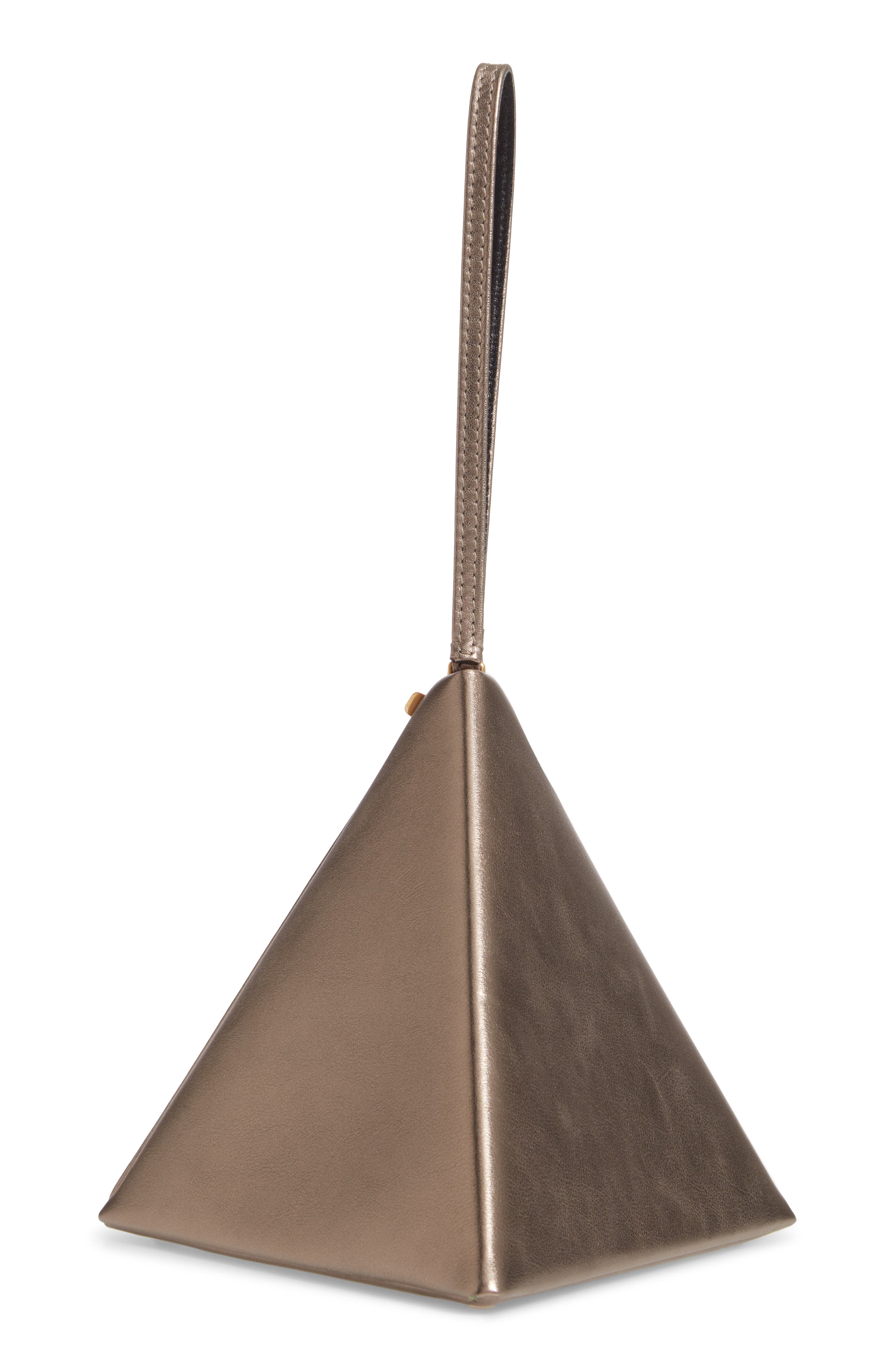 Saint Laurent Pyramid Metallic Leather Minaudière, Alternate, color, 