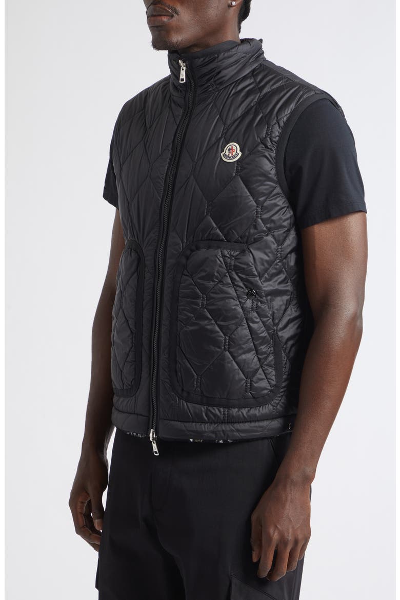 Reversible Paisley Print Fleece & Diamond Quilted Vest, Alternate, color, BLACK
