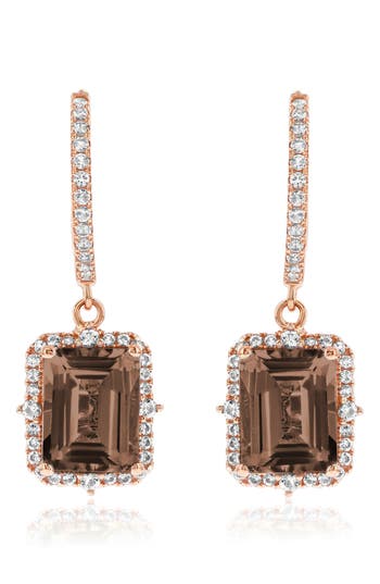 Suzy Levian Semiprecious Stone Halo Drop Earrings