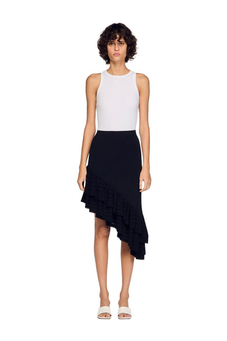 Asymmetrical knit skirt, Main, color, Black