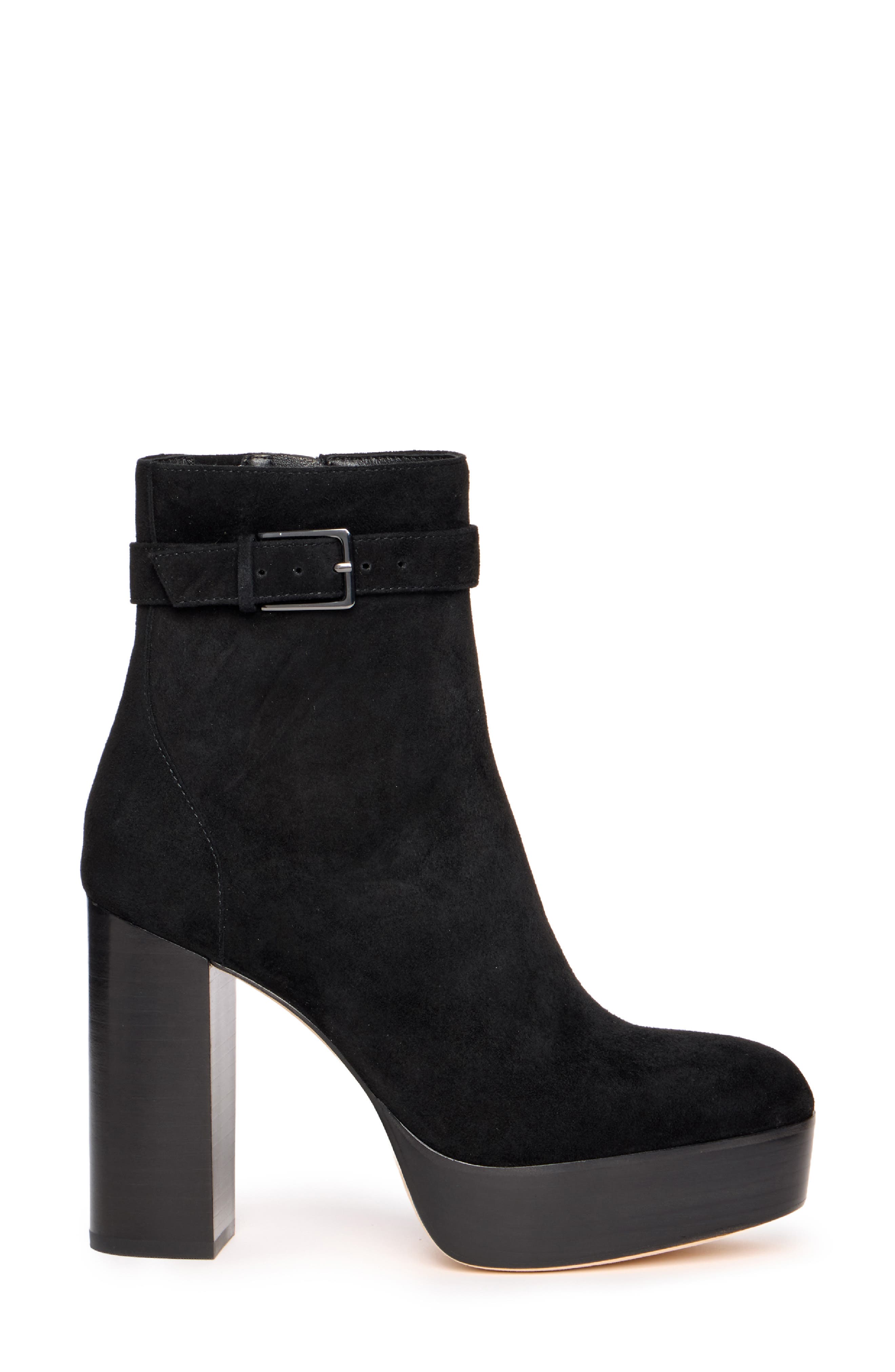 Maris Leather Platform Bootie, Alternate, color, BLACK