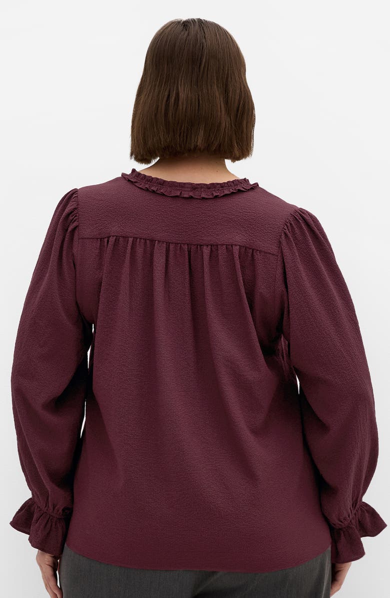 City Chic Marena Ruffle Top, Alternate, color, Bordeaux