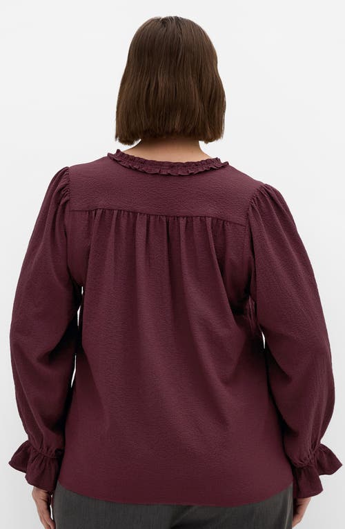 City Chic Marena Ruffle Top In Burgundy