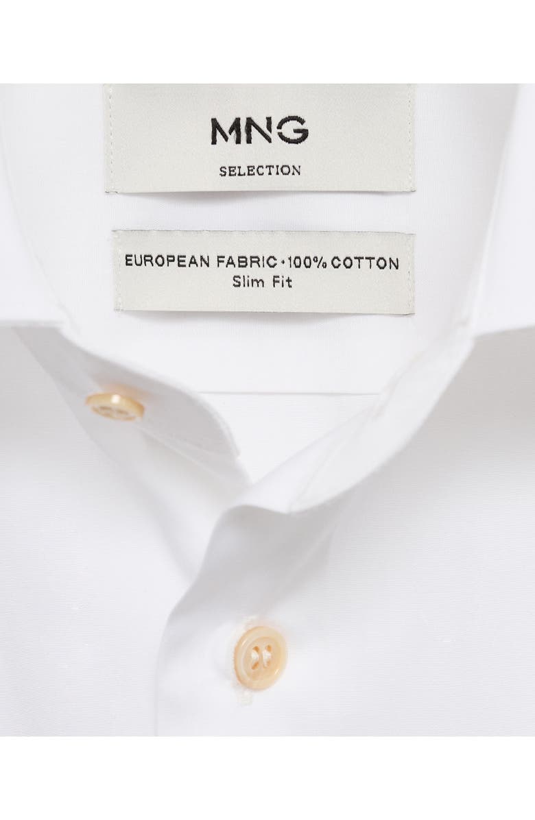 MANGO Slim Fit Cotton Button-Up Shirt, Alternate, color, White