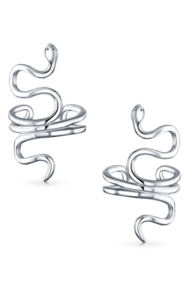 BLING JEWELRY Snake Serpent Shape Cartilage Ear Cuffs, Main, color, Silver