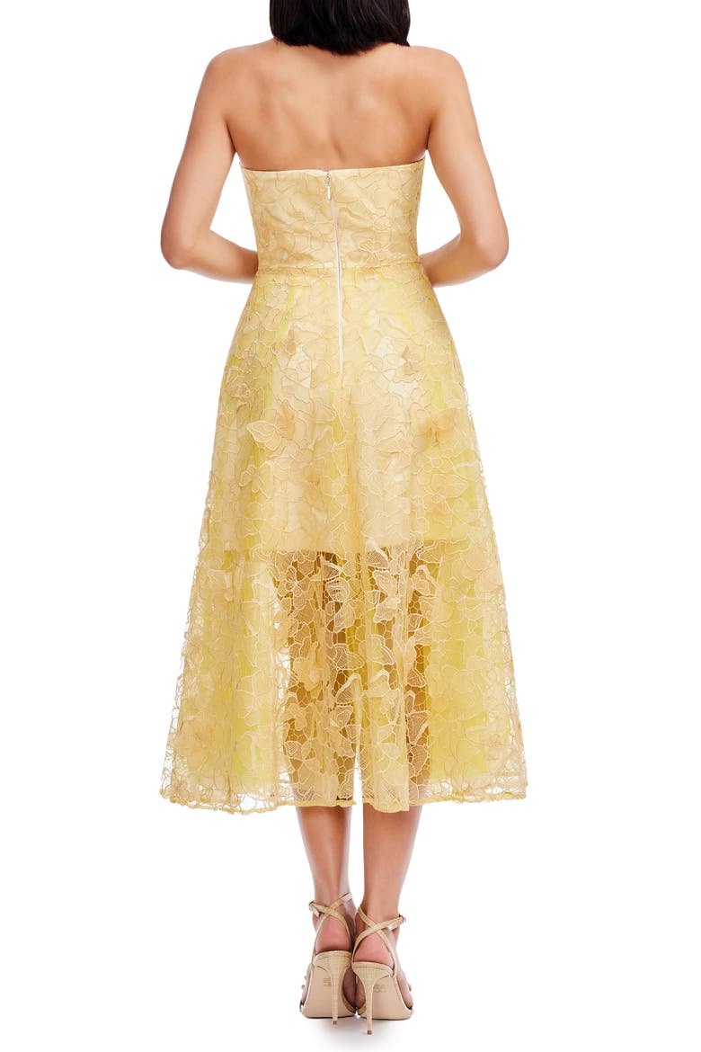 Kailyn Butterfly Lace Strapless Cocktail Dress, Alternate, color, GOLDEN HAZE