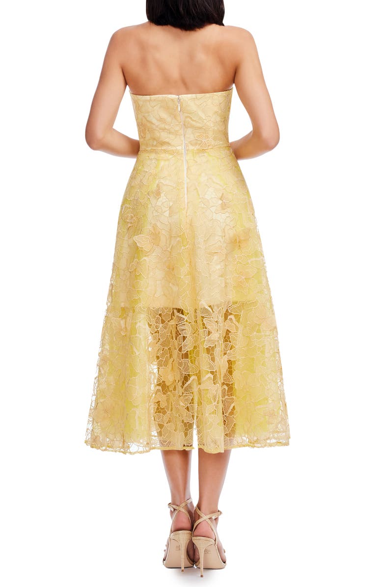 Dress the Population Kailyn Butterfly Lace Strapless Cocktail Dress, Alternate, color, Golden Haze