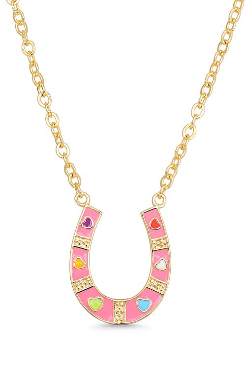 Lily Nily Kids' Horseshoe Pendant Necklace in Pink 