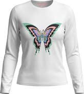 24/7 Butterfly Graphic Long Sleeve Cotton Blend Tee