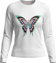 24/7 Butterfly Graphic Long Sleeve Cotton Blend Tee