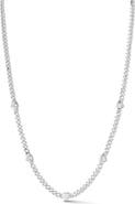SPHERA MILANO Cubic Zirconia Heart Station Curb Chain Necklace