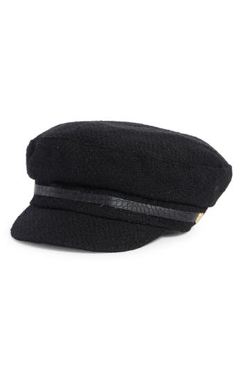 Vince Camuto Nubby Captain's Croc Embossed Band Skipper Cap In Black