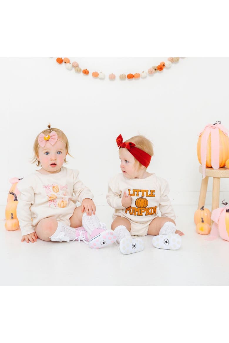 Pumpkin Long Sleeve Romper, Alternate, color, Natural