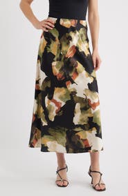 Anne Klein Print Flare Maxi Skirt