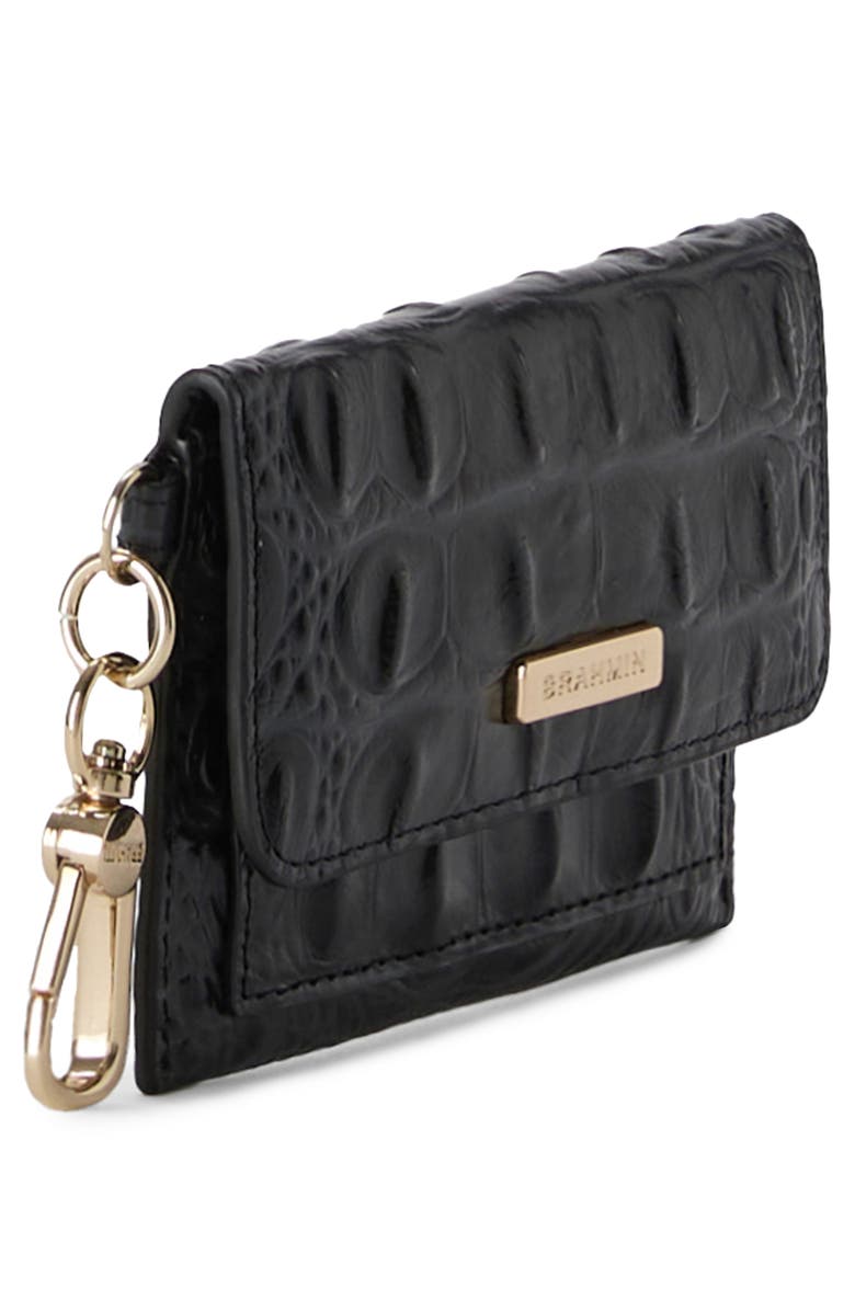 Brahmin Ricki Croc Embossed Leather Card Case, Alternate, color, Black Alden Road