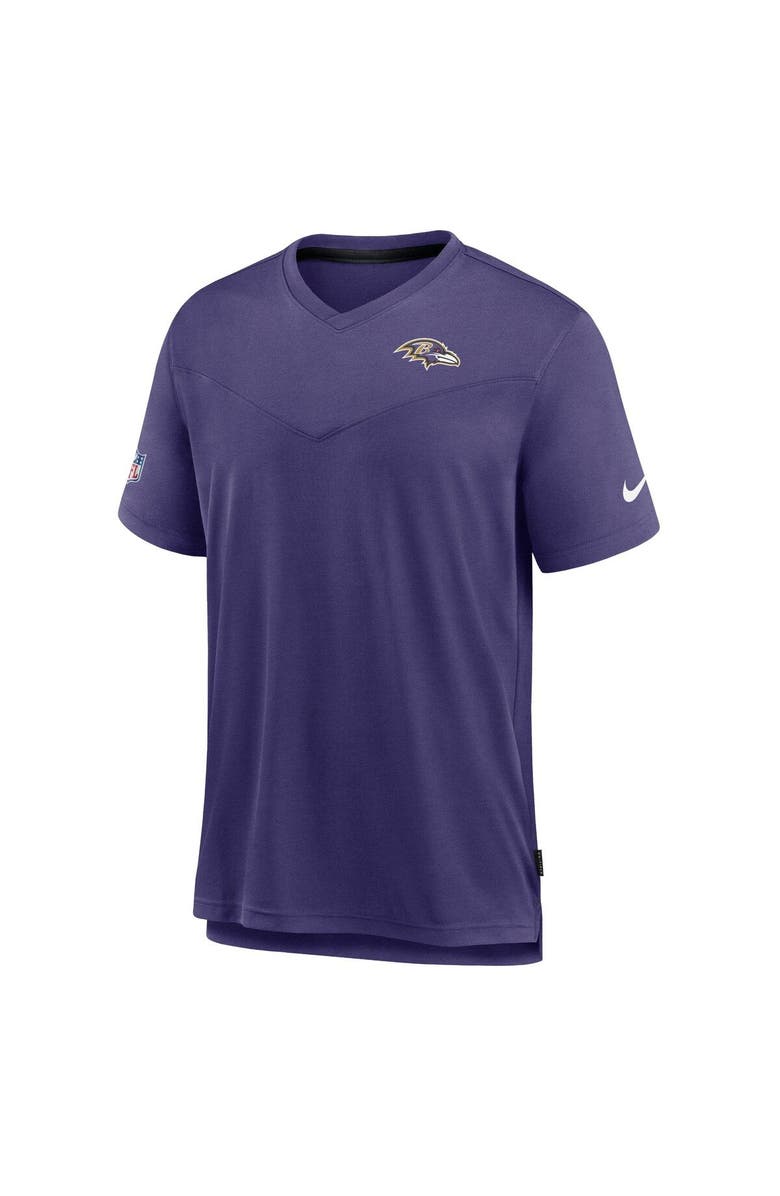 Nike Men's Nike Purple Baltimore Ravens Sideline Coach Chevron Lock Up Logo V-Neck Performance T-Shirt, Alternate, color, 