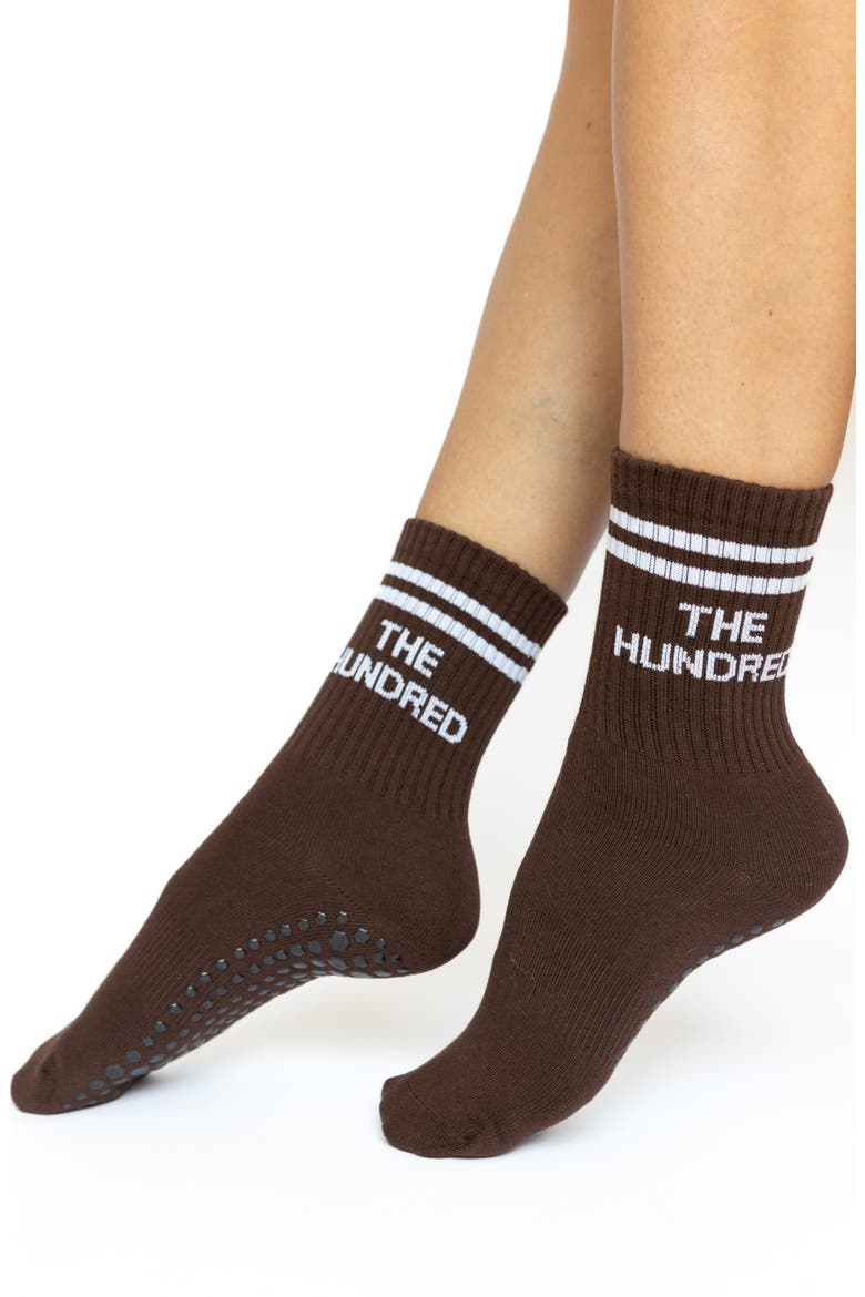 Assorted 2-Pack Nonslip Grip Crew Socks, Alternate, color, MOCHA/ ESPRESSO