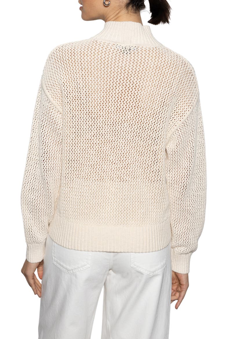 Open Stitch Half-Zip Cotton Sweater, Alternate, color, ECO NATURA