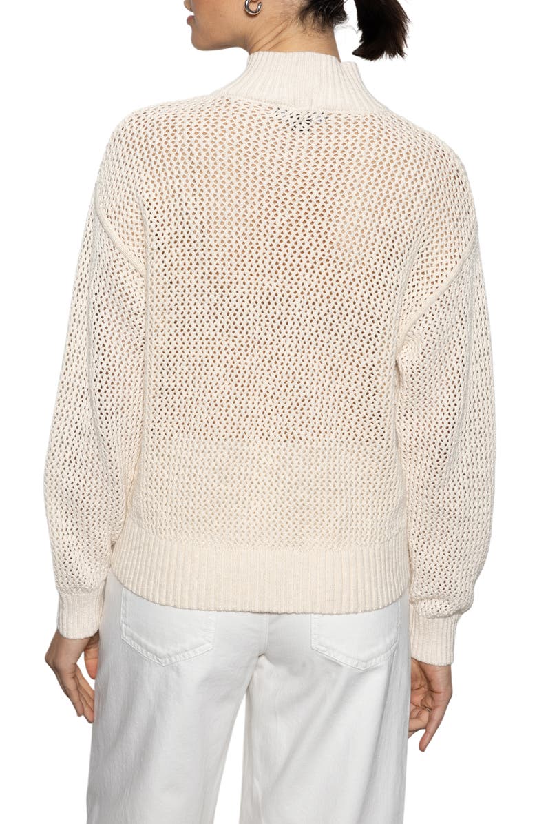 Sanctuary Open Stitch Half-Zip Cotton Sweater, Alternate, color, Eco Natura
