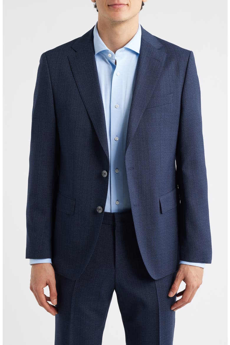 Hutson Slim Fit Navy Mélange Virgin Wool Sport Coat, Main, color, DARK BLUE
