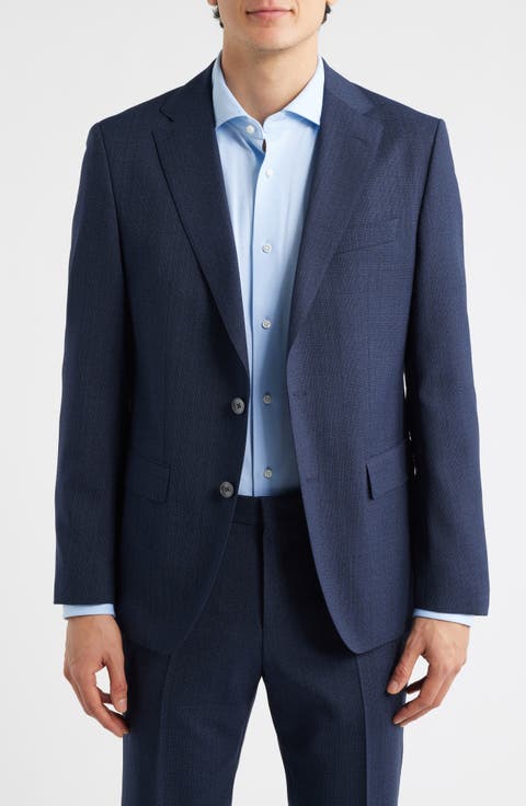 Hutson Slim Fit Navy Mélange Virgin Wool Sport Coat (Regular & Big)