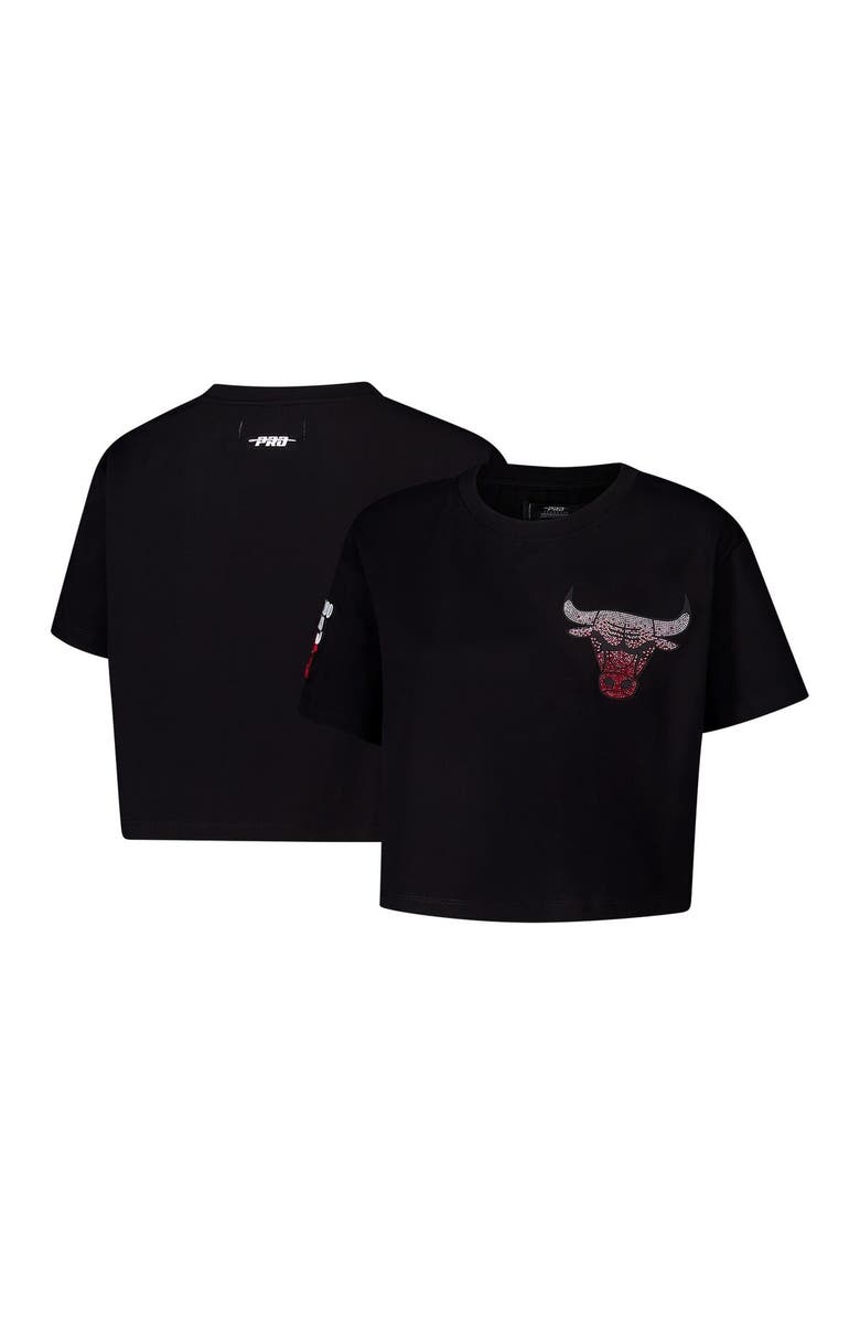 PRO STANDARD Women's Pro Standard Black Chicago Bulls Jewels Boxy Cropped T-Shirt, Main, color, Black