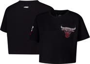 PRO STANDARD Women's Pro Standard Black Chicago Bulls Jewels Boxy Cropped T-Shirt
