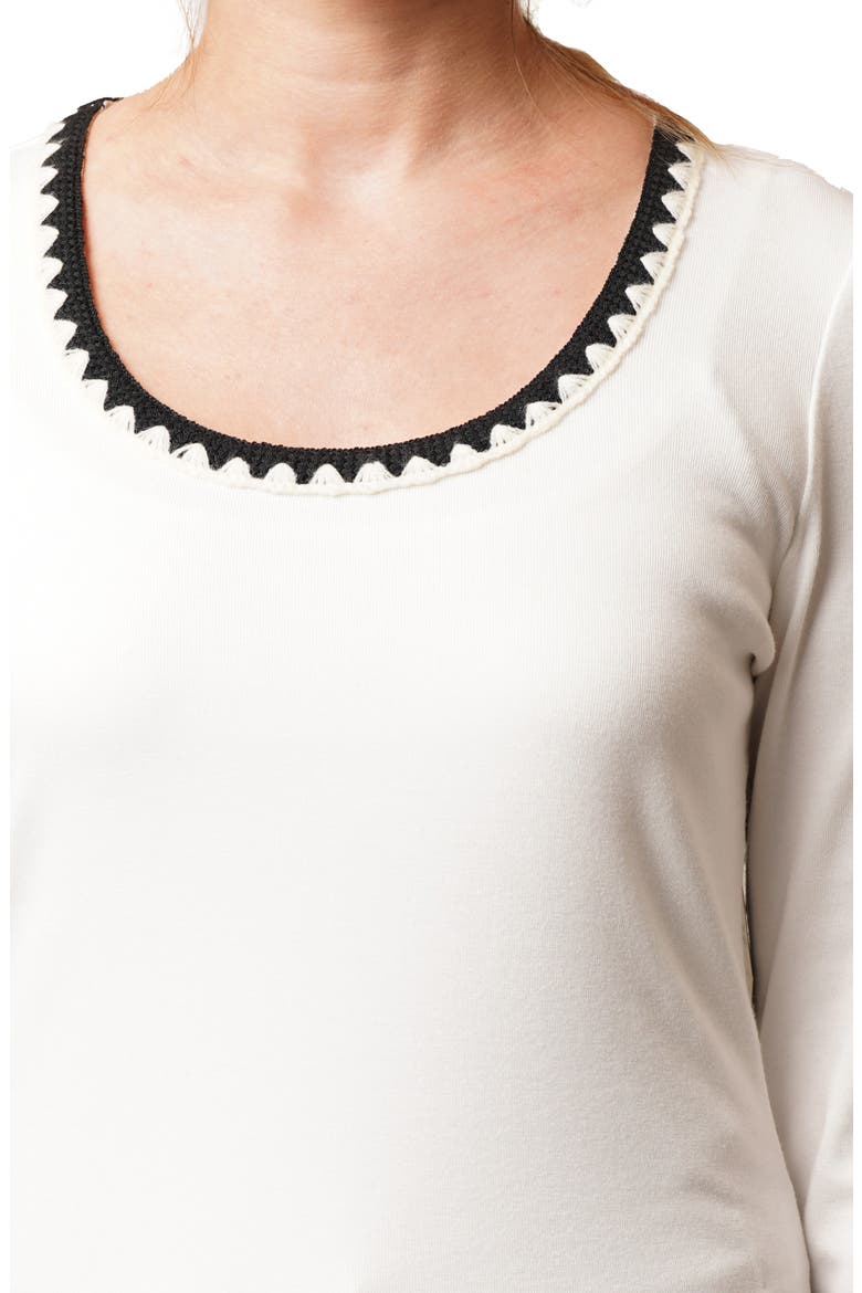 Stitched U-Neck T-Shirt, Alternate, color, BONE/ BLACK