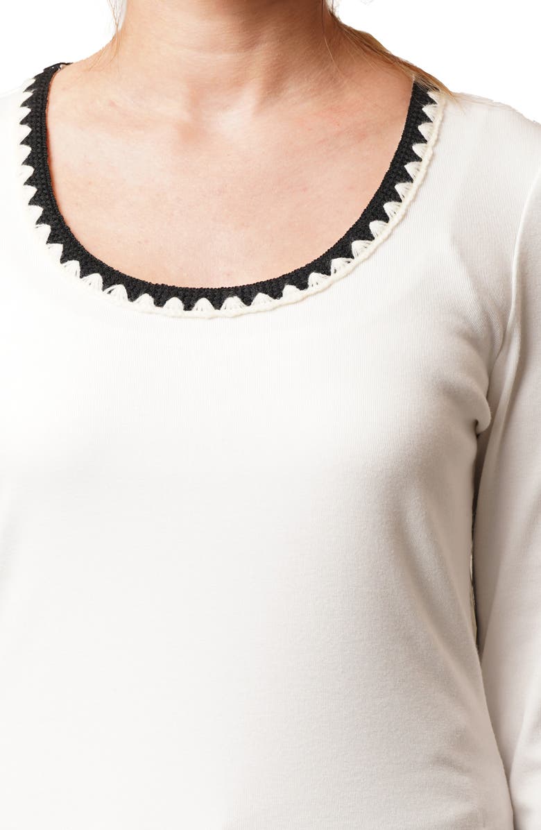 CYRUS Stitched U-Neck T-Shirt, Alternate, color, Bone/ Black