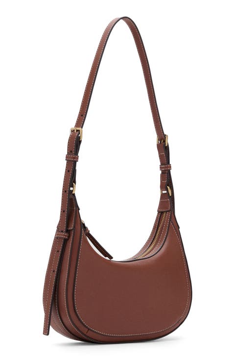 Oval Faux Leather Shoulder Bag