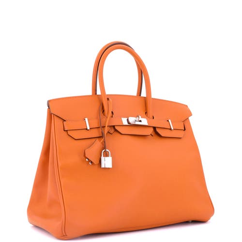 Pre-owned Hermes Hermes Birkin Handbag Orange Epsom With Palladium Hardware 35 In Orange