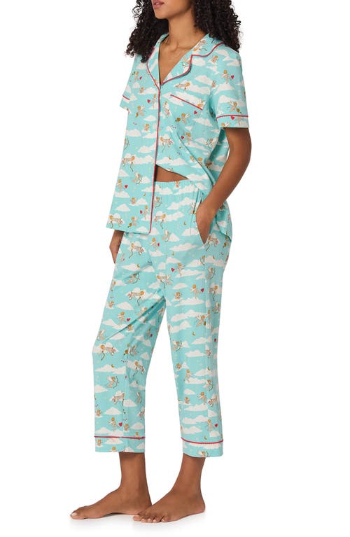 Bedhead Pajamas Print Stretch Organic Cotton Crop Pajamas In Blue