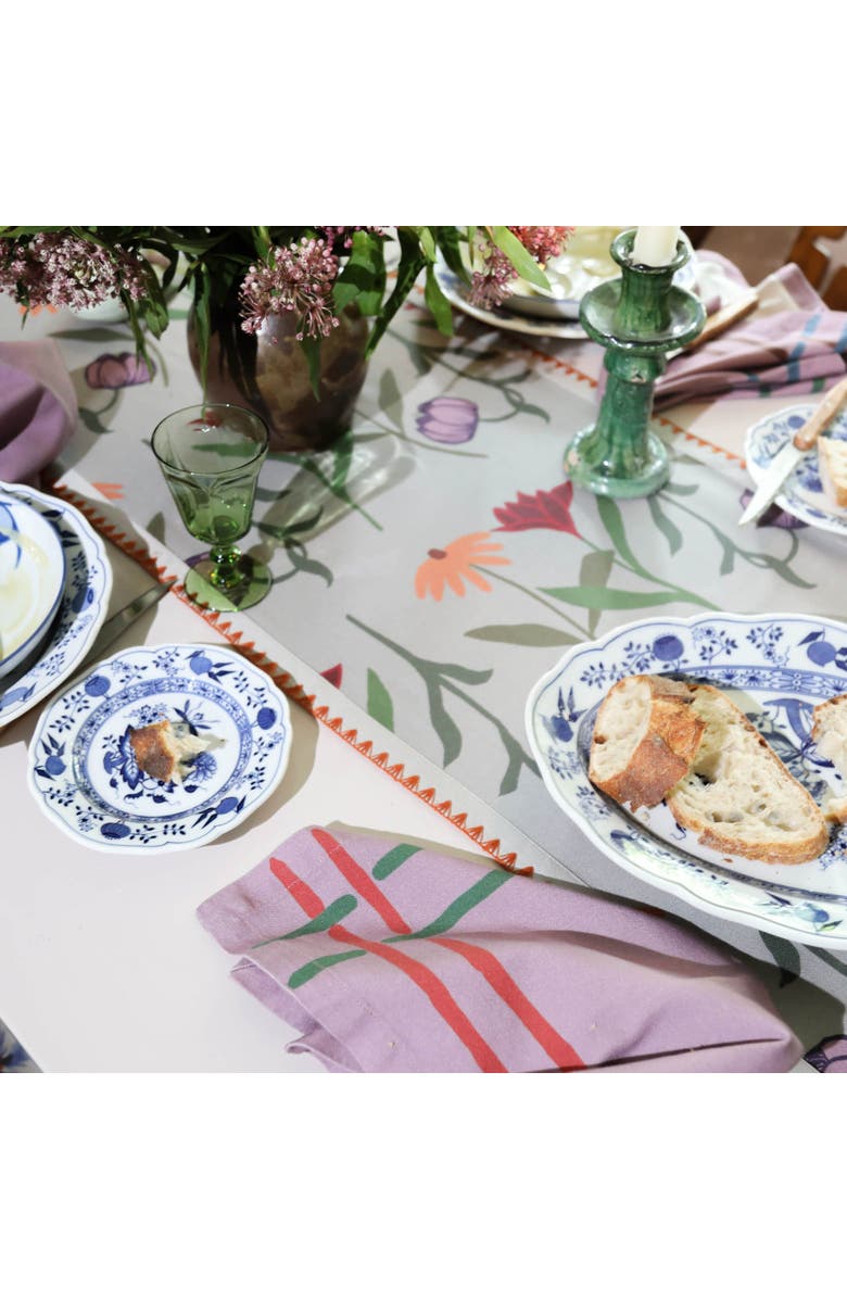 Sophie Williamson Design Table Runner Picnic on the Meadow, Alternate, color, White