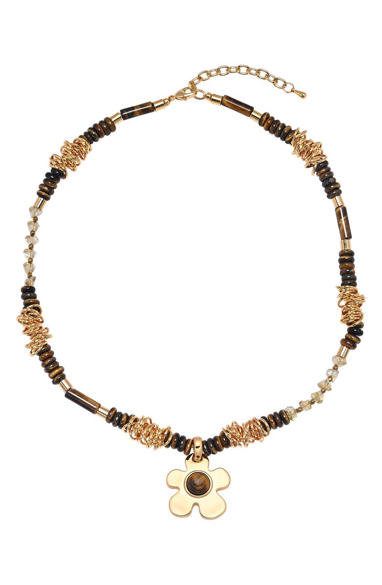 EYE CANDY LOS ANGELES Olivia Flower Pendant Necklace, Alternate, color, Gold
