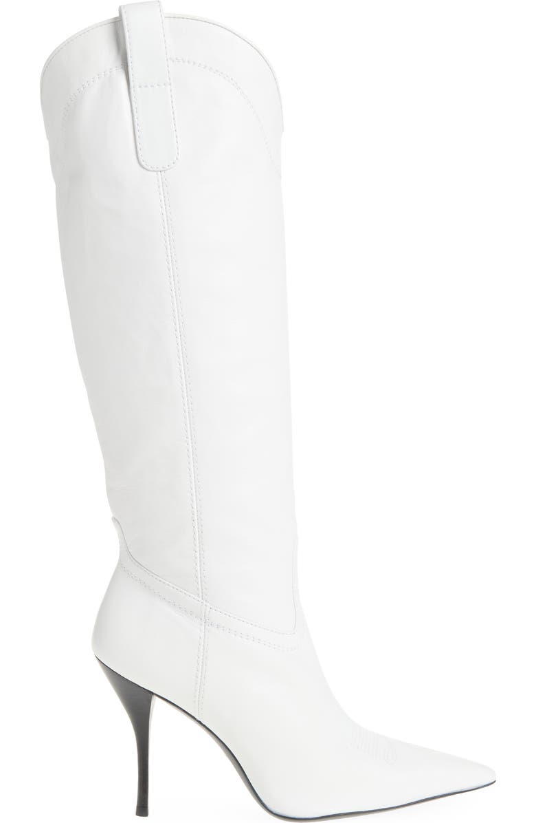 Stuart Weitzman Outwest Knee High Pointed Toe Boot, Alternate, color, White.