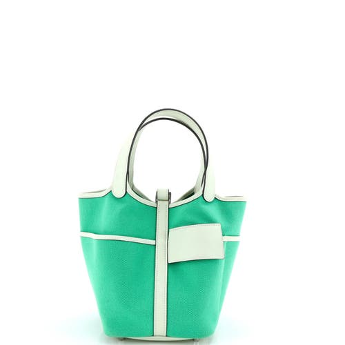 Pre-owned Hermes Hermes Cargo Picotin Lock Bag Canvas And Swift Pm In Green