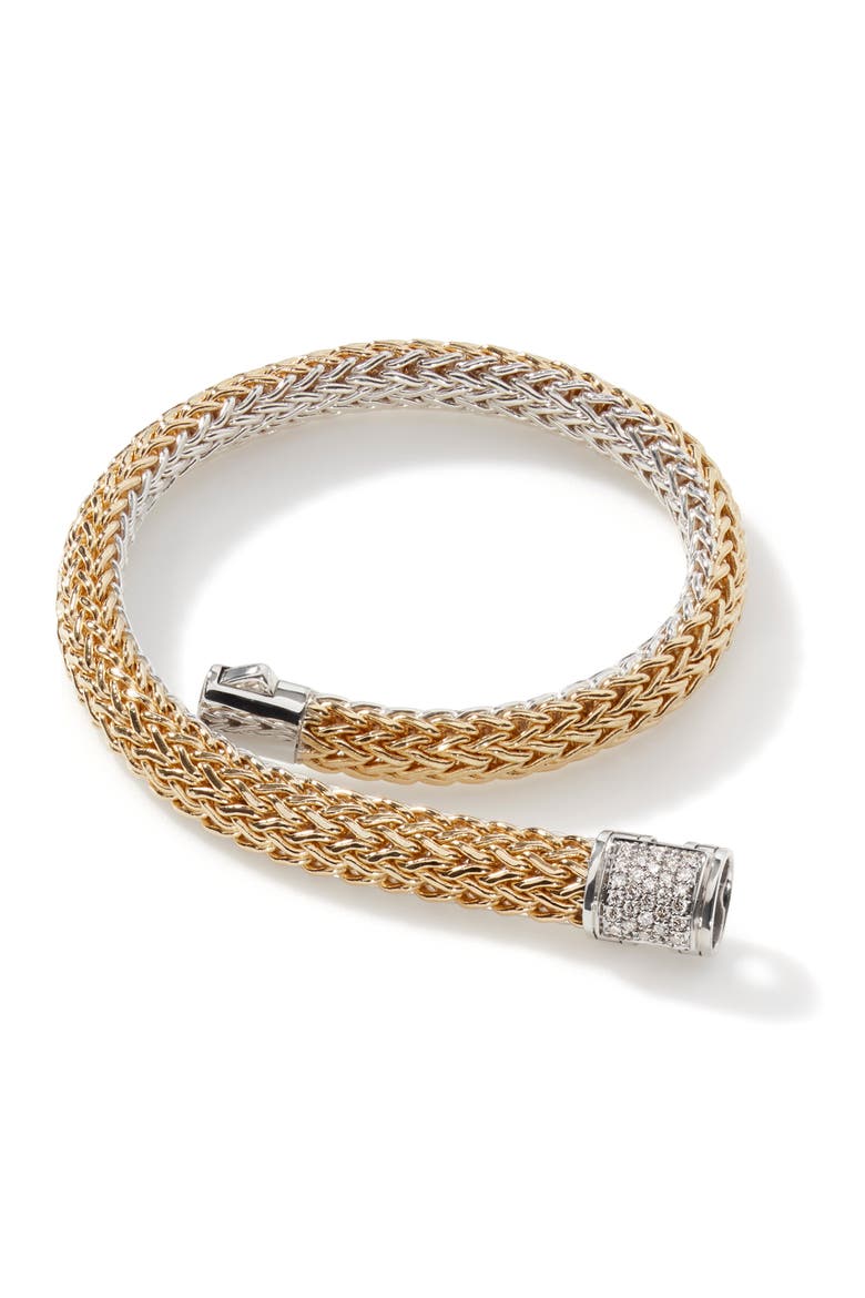 Icon Bracelet, Gold, Silver, Diamonds, 6.5mm, Alternate, color, GOLD