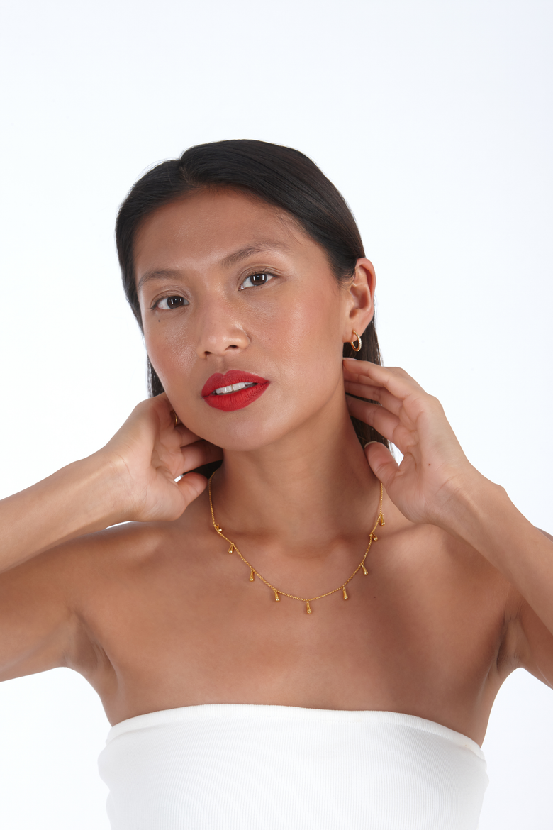 Mini Drop Choker Style Necklace, Alternate, color, Gold Vermeil