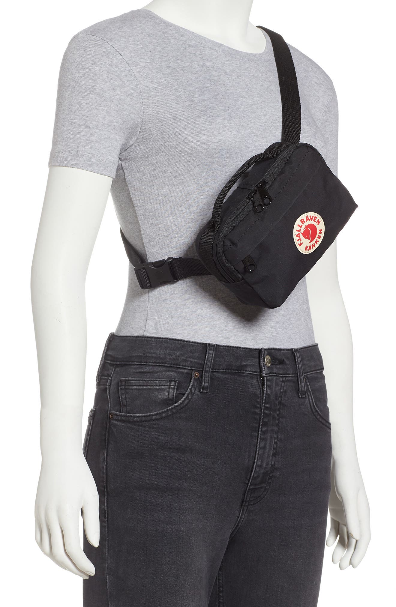 Fjällräven Kånken Water Resistant Belt Bag, Alternate, color, Black