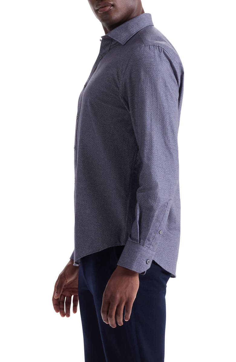 Bugatchi Axel Shaped Fit Brushed Mélange Button-Up Shirt, Alternate, color, Amethyst