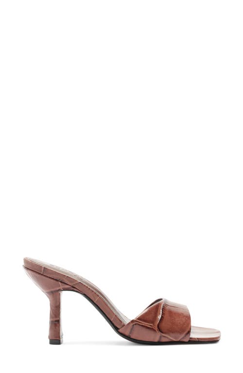 Schutz Posseni Croc-embossed Leather Mule Sandals In Brown