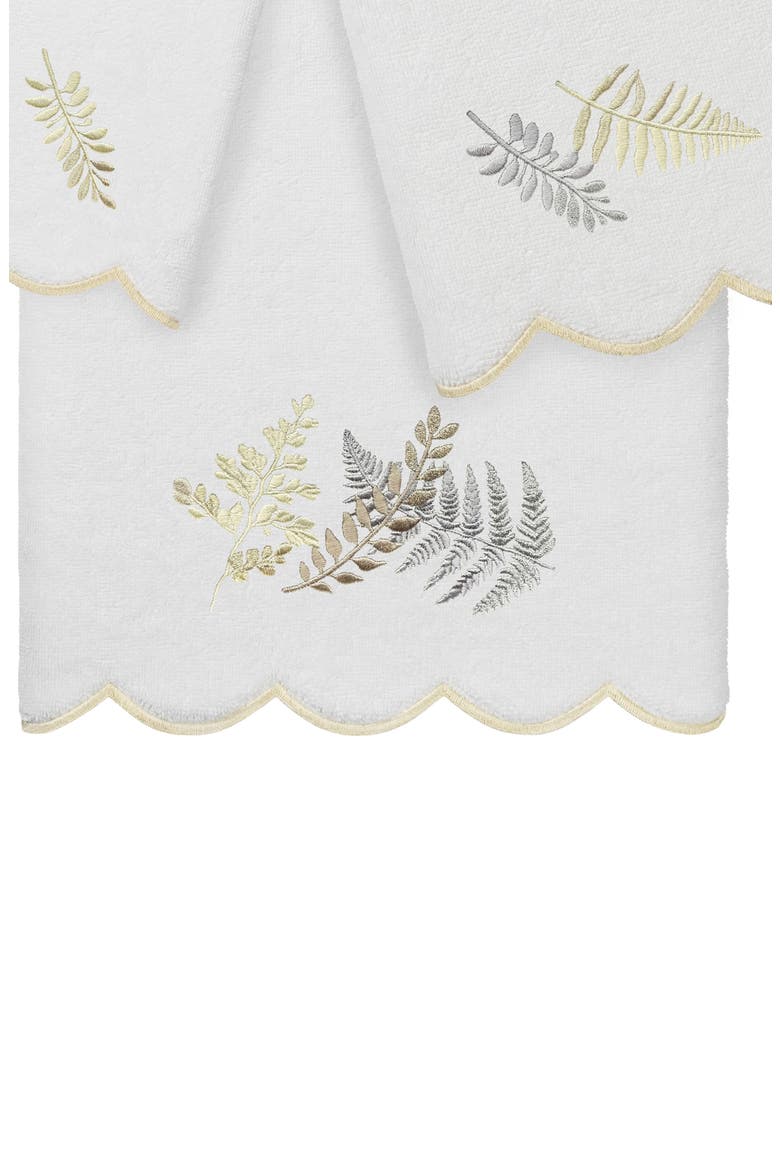 Fern Toss Scallop 3-Piece Towel Set, Alternate, color, WHITE/ BEIGE