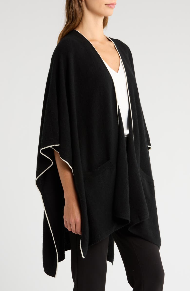 Vince Tipped Cashmere Wrap, Alternate, color, Black